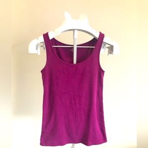 LOFT 100% Cotton Deep Purple Tank Top, Size (S)